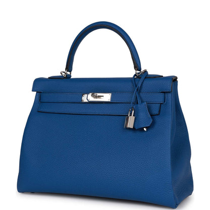 Hermes Kelly Retourne 32 Bleu France Togo Palladium Hardware