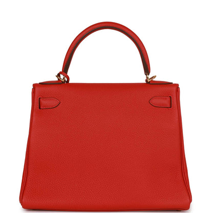 Hermes Kelly Retourne 28 Rouge Casaque Togo Gold Hardware