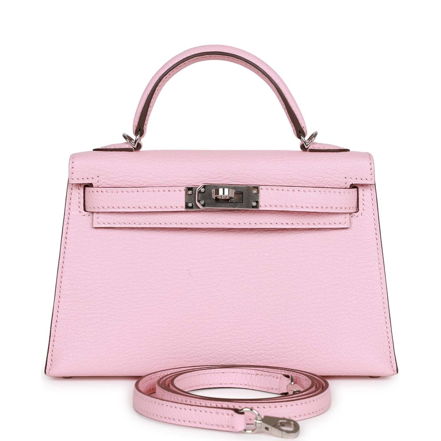 Hermes Kelly Sellier 20 Rose Sakura Chevre Palladium Hardware