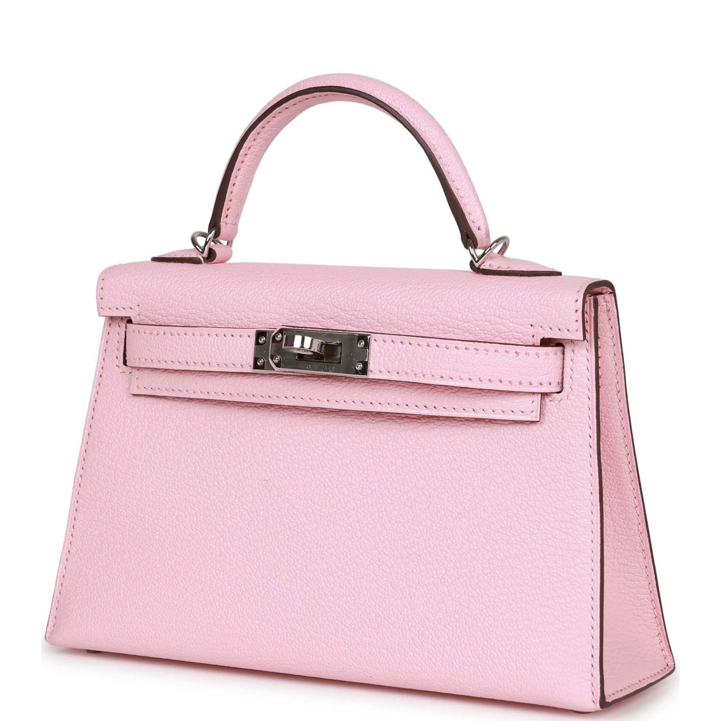 Hermes Kelly Sellier 20 Rose Sakura Chevre Palladium Hardware