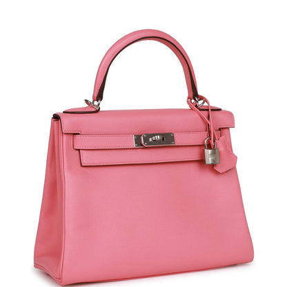 Hermes Kelly Retourne 28 Rose D'Ete Verso Evercolor Palladium Hardware