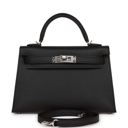 Hermes Kelly Sellier 20 Black Epsom Palladium Hardware