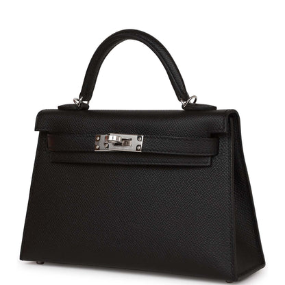 Hermes Kelly Sellier 20 Black Epsom Palladium Hardware