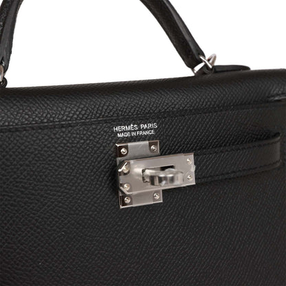 Hermes Kelly Sellier 20 Black Epsom Palladium Hardware