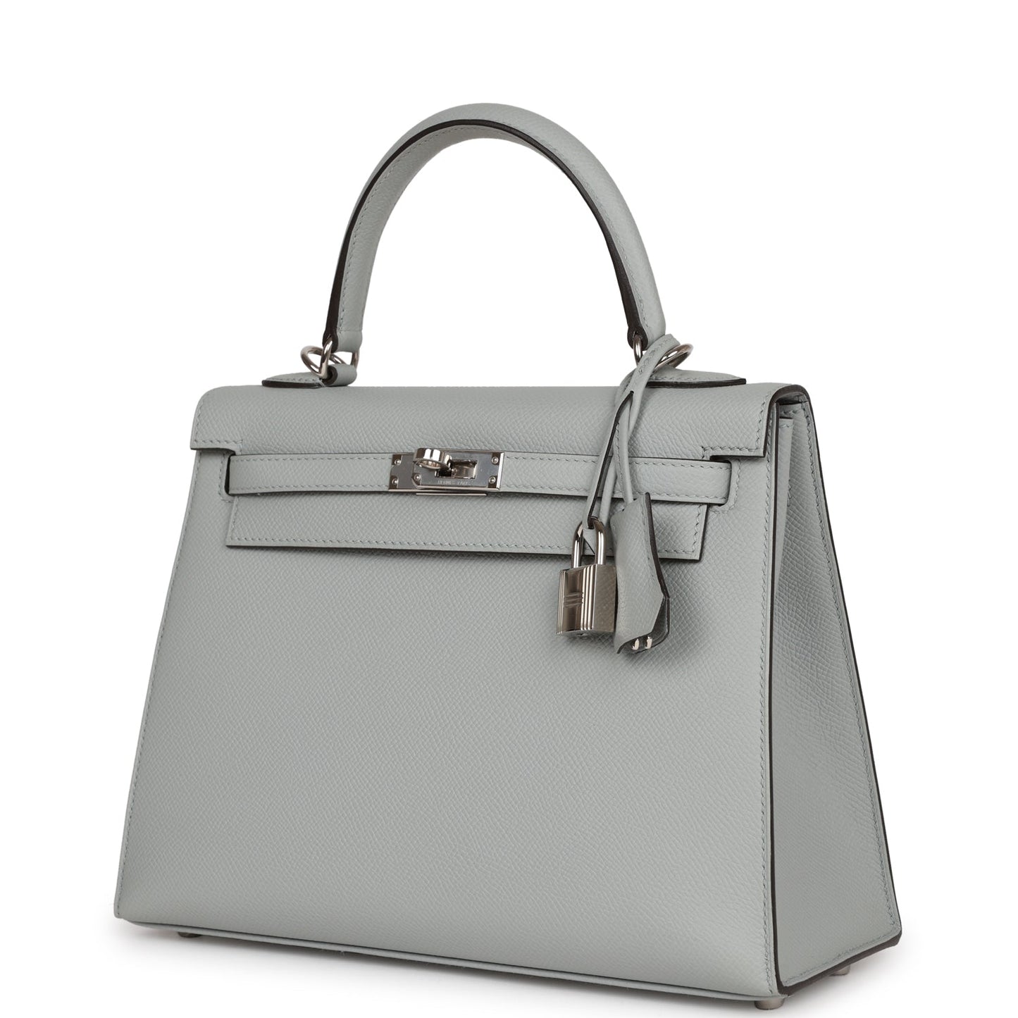 Pre-owned Hermes Kelly Sellier 25 Bleu Glacier Epsom Palladium Hardware