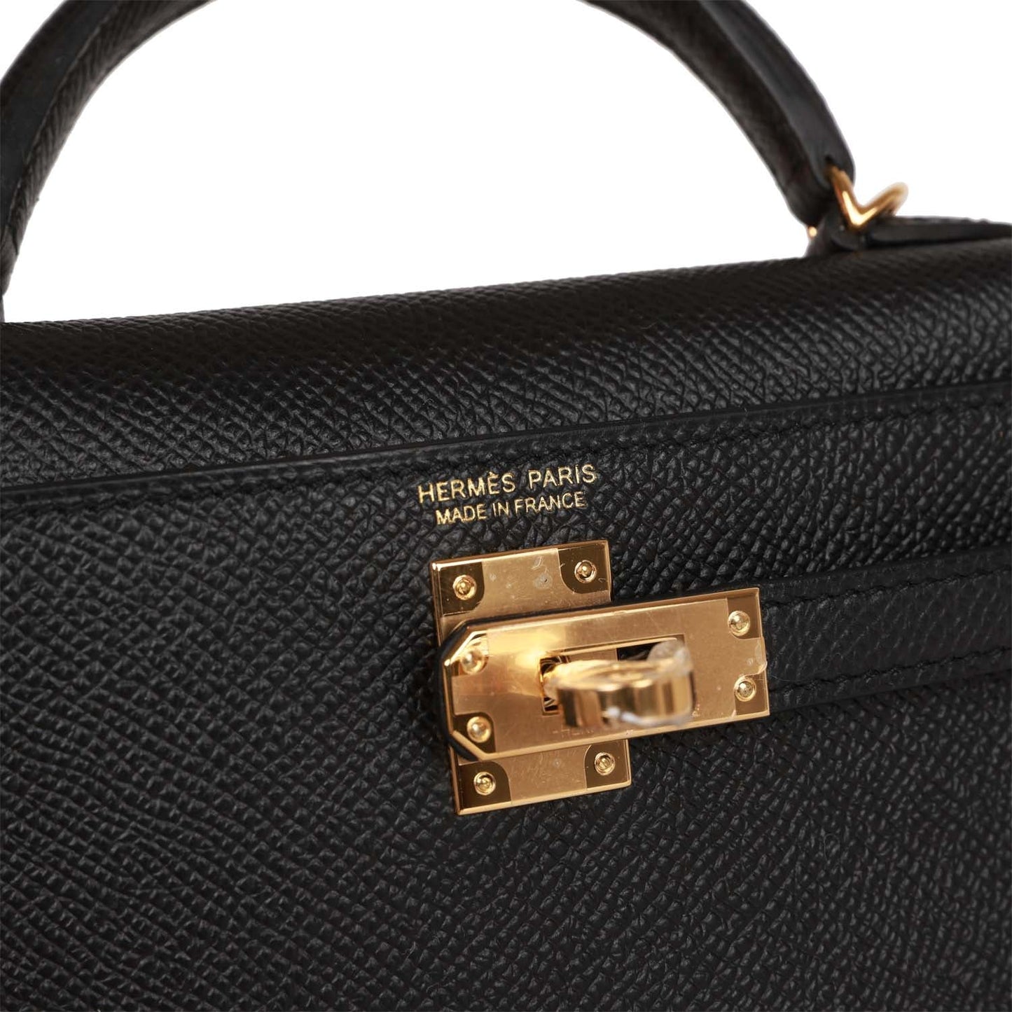 Hermes Kelly Sellier 20 Black Epsom Gold Hardware