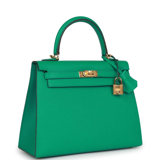 Hermes Kelly Sellier 25 Vert Jade Epsom Gold Hardware