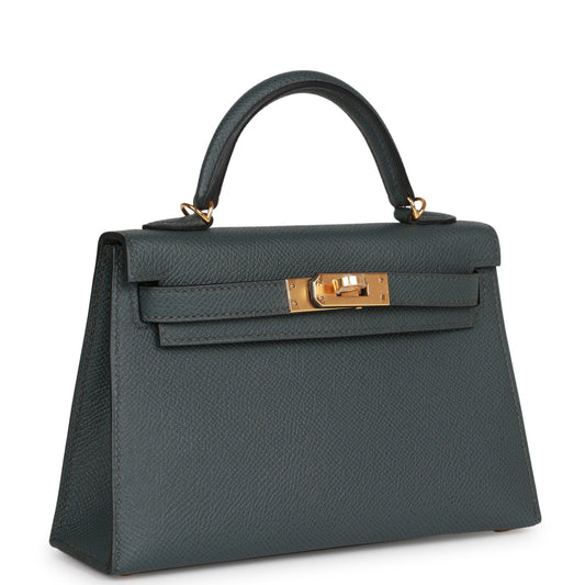 Hermes Kelly Sellier 20 Bleu Orage Epsom Gold Hardware