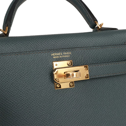 Hermes Kelly Sellier 20 Bleu Orage Epsom Gold Hardware