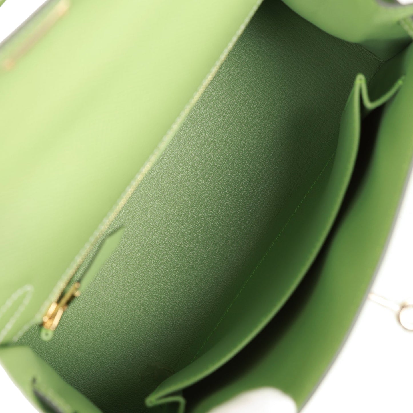 Hermes Special Order (HSS) Kelly Sellier 25 Vert Criquet Epsom Permabrass Hardware