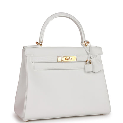 Hermes Kelly Retourne 28 New White Evercolor Gold Hardware