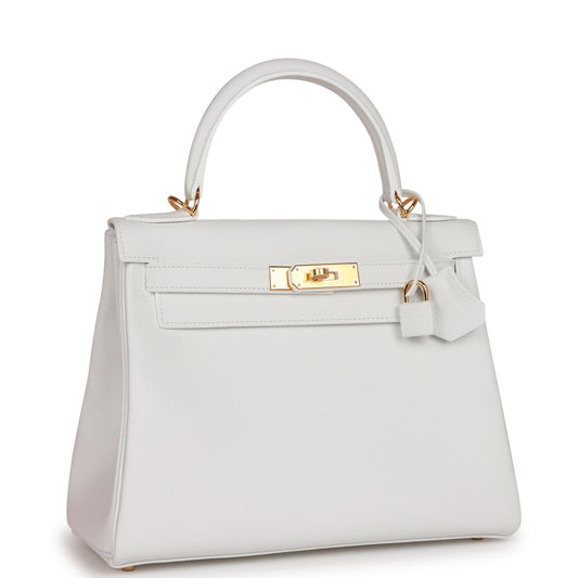 Hermes Kelly Retourne 28 New White Evercolor Gold Hardware