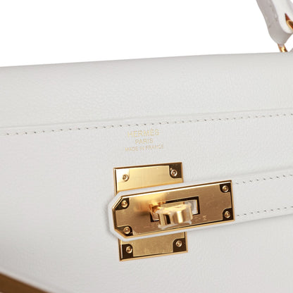 Hermes Kelly Retourne 28 New White Evercolor Gold Hardware