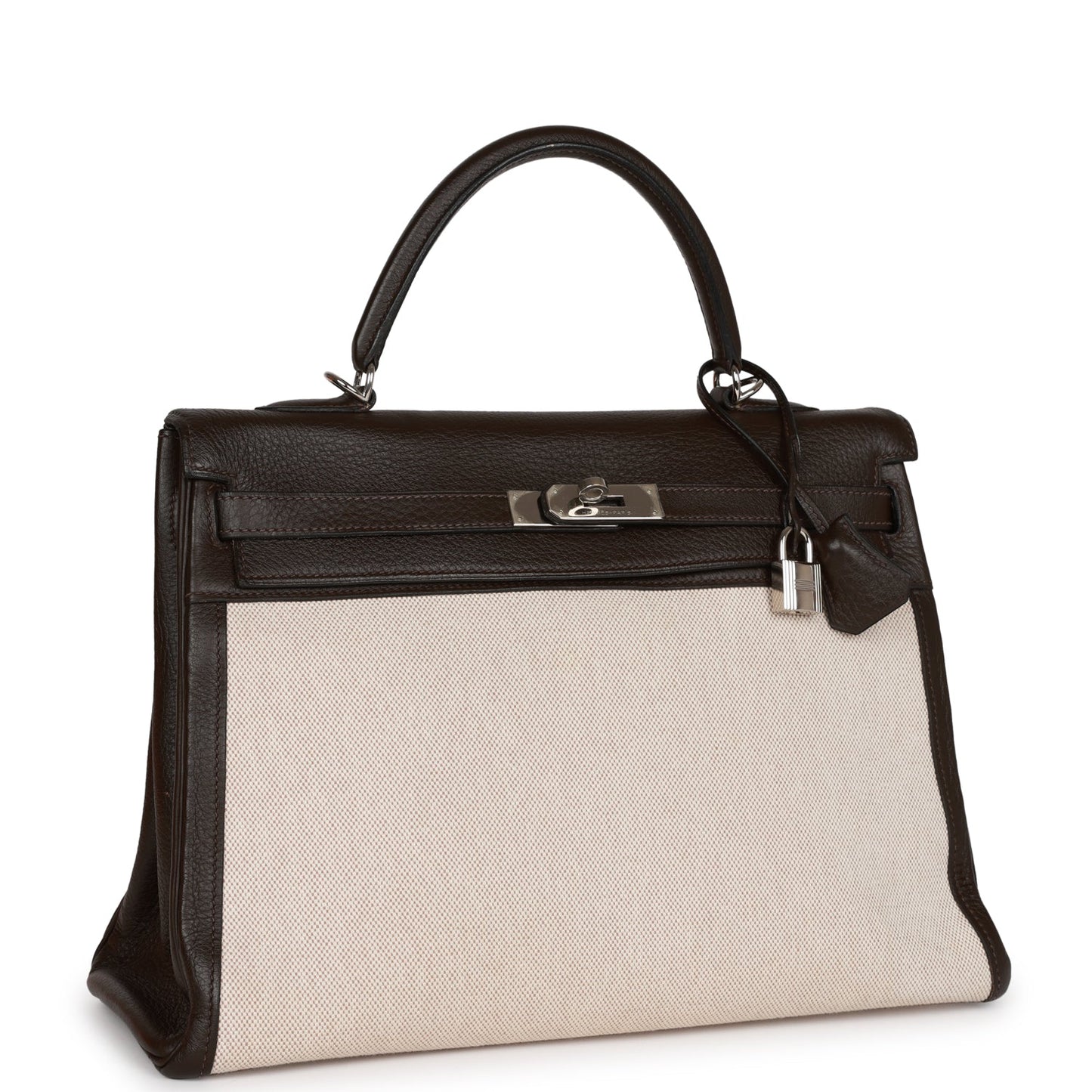 Hermes Kelly Retourne 35 Ebene Clemence and Toile H Palladium Hardware