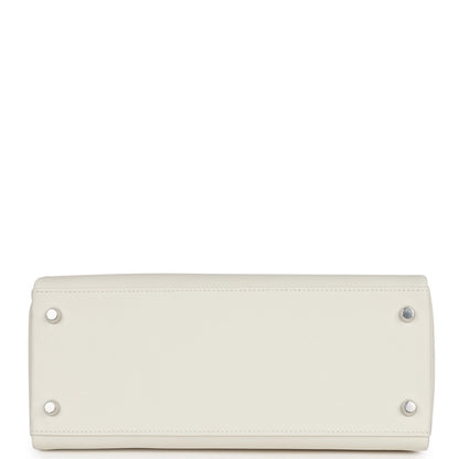 Hermes Kelly Retourne 28 White Evercolor Palladium Hardware