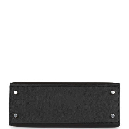 Hermes Kelly Sellier 25 Black Epsom Palladium Hardware