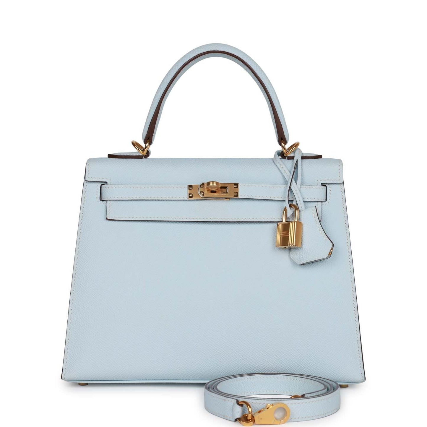 Hermes Kelly Sellier 25 Bleu Brume Epsom Gold Hardware