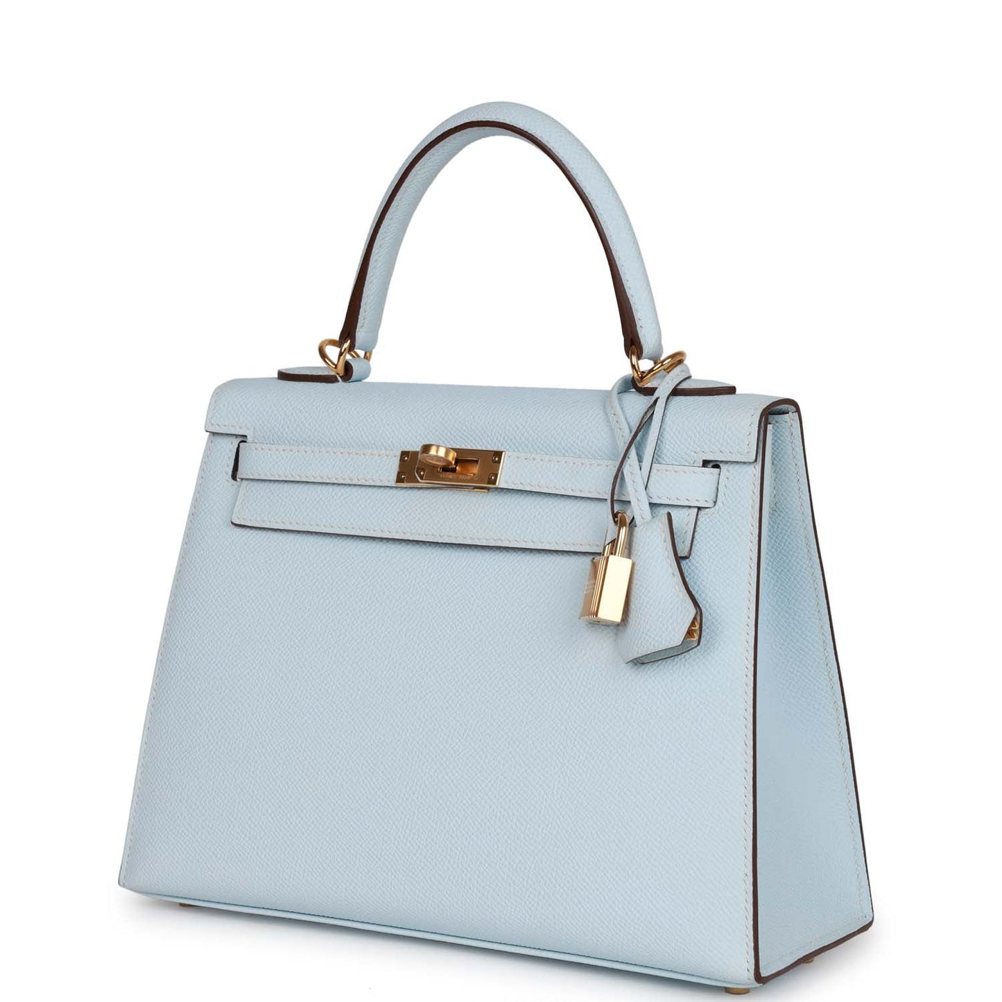 Hermes Kelly Sellier 25 Bleu Brume Epsom Gold Hardware