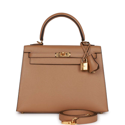 Hermes Kelly Sellier 25 Chai Epsom Gold Hardware