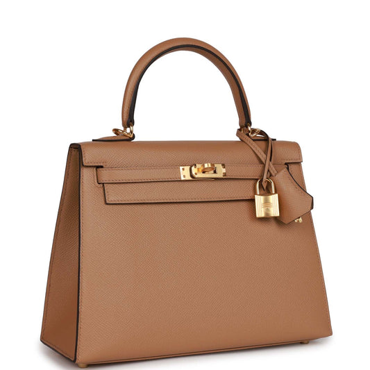 Hermes Kelly Sellier 25 Chai Epsom Gold Hardware