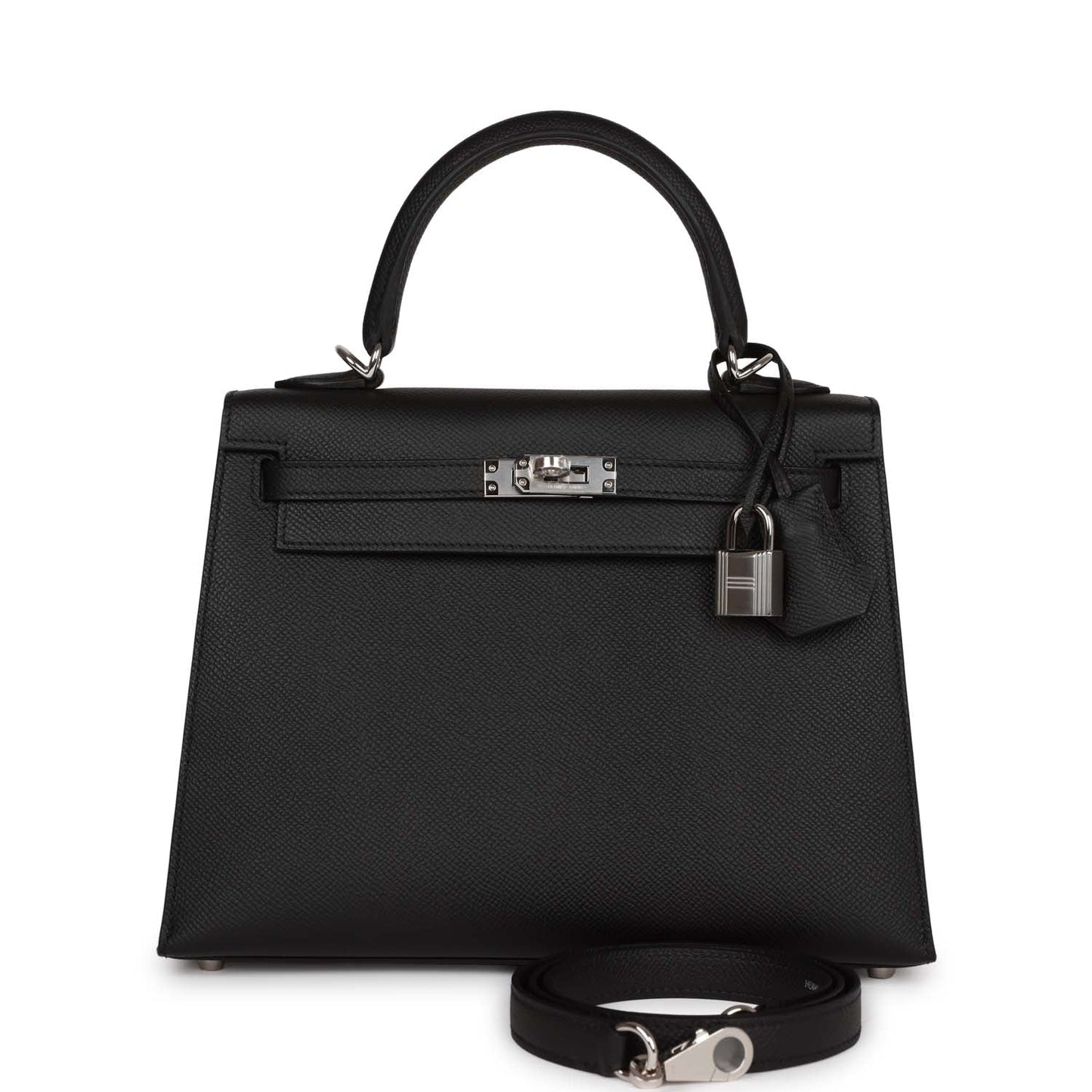 Hermes Kelly Sellier 25 Black Epsom Palladium Hardware