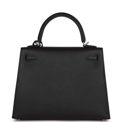 Hermes Kelly Sellier 25 Black Epsom Palladium Hardware