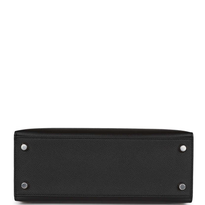 Hermes Kelly Sellier 25 Black Epsom Palladium Hardware