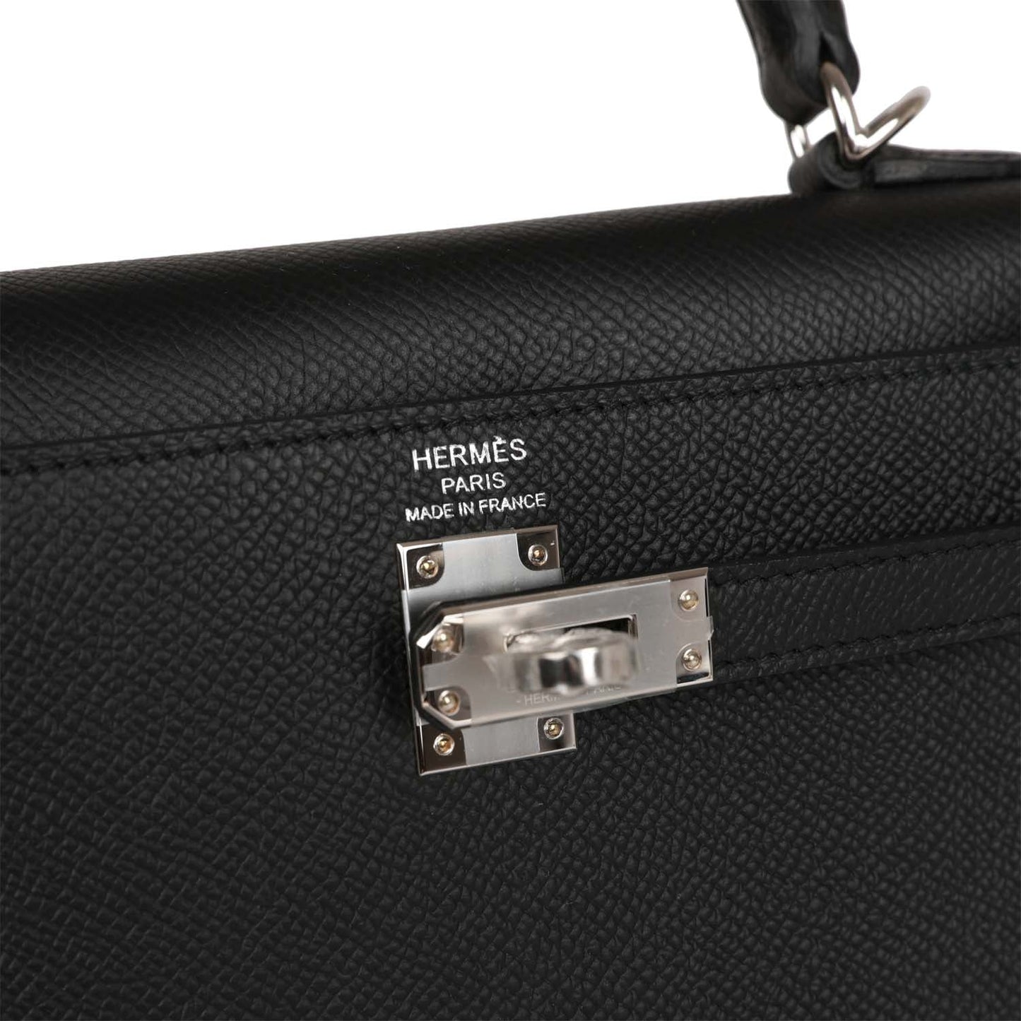 Hermes Kelly Sellier 25 Black Epsom Palladium Hardware