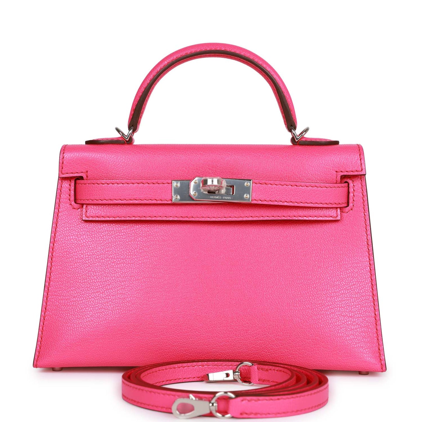 Hermes Kelly Sellier 20 Rose Pop Chevre Chamkila Palladium Hardware