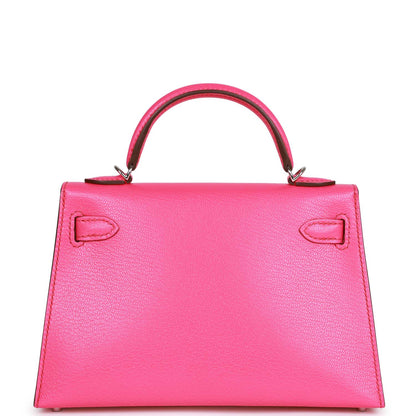 Hermes Kelly Sellier 20 Rose Pop Chevre Chamkila Palladium Hardware