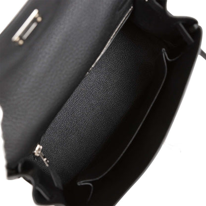 Hermes Kelly Retourne 25 Black Togo Palladium Hardware