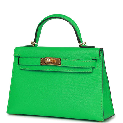 Hermes Kelly Sellier 20 Vert Comics Chevre Gold Hardware