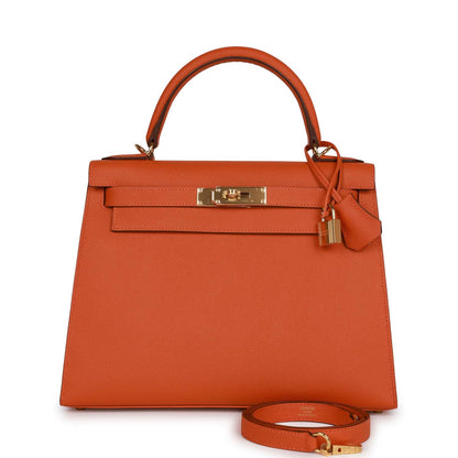 Hermes Kelly Sellier 28 Orange Epsom Gold Hardware