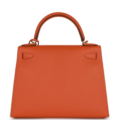 Hermes Kelly Sellier 28 Orange Epsom Gold Hardware