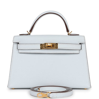 Hermes Kelly Sellier 20 Bleu Brume Chevre Gold Hardware