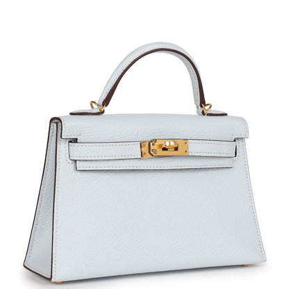 Hermes Kelly Sellier 20 Bleu Brume Chevre Gold Hardware