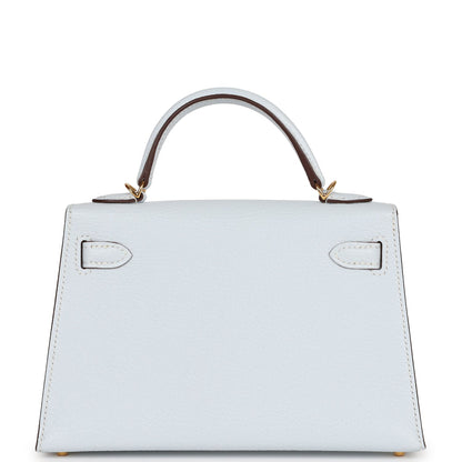 Hermes Kelly Sellier 20 Bleu Brume Chevre Gold Hardware