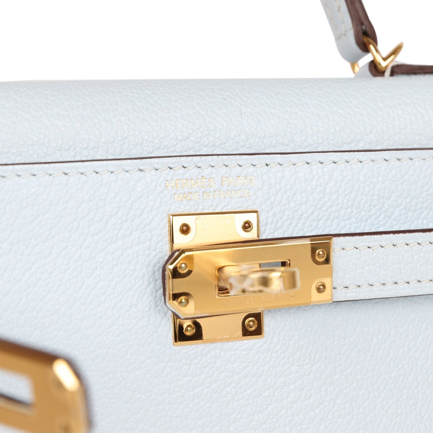 Hermes Kelly Sellier 20 Bleu Brume Chevre Gold Hardware