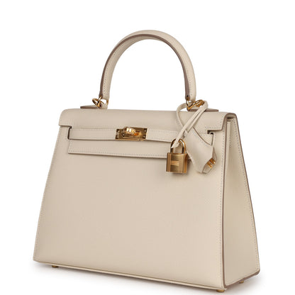 Hermes Kelly Sellier 25 Craie Epsom Gold Hardware