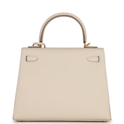 Hermes Kelly Sellier 25 Craie Epsom Gold Hardware