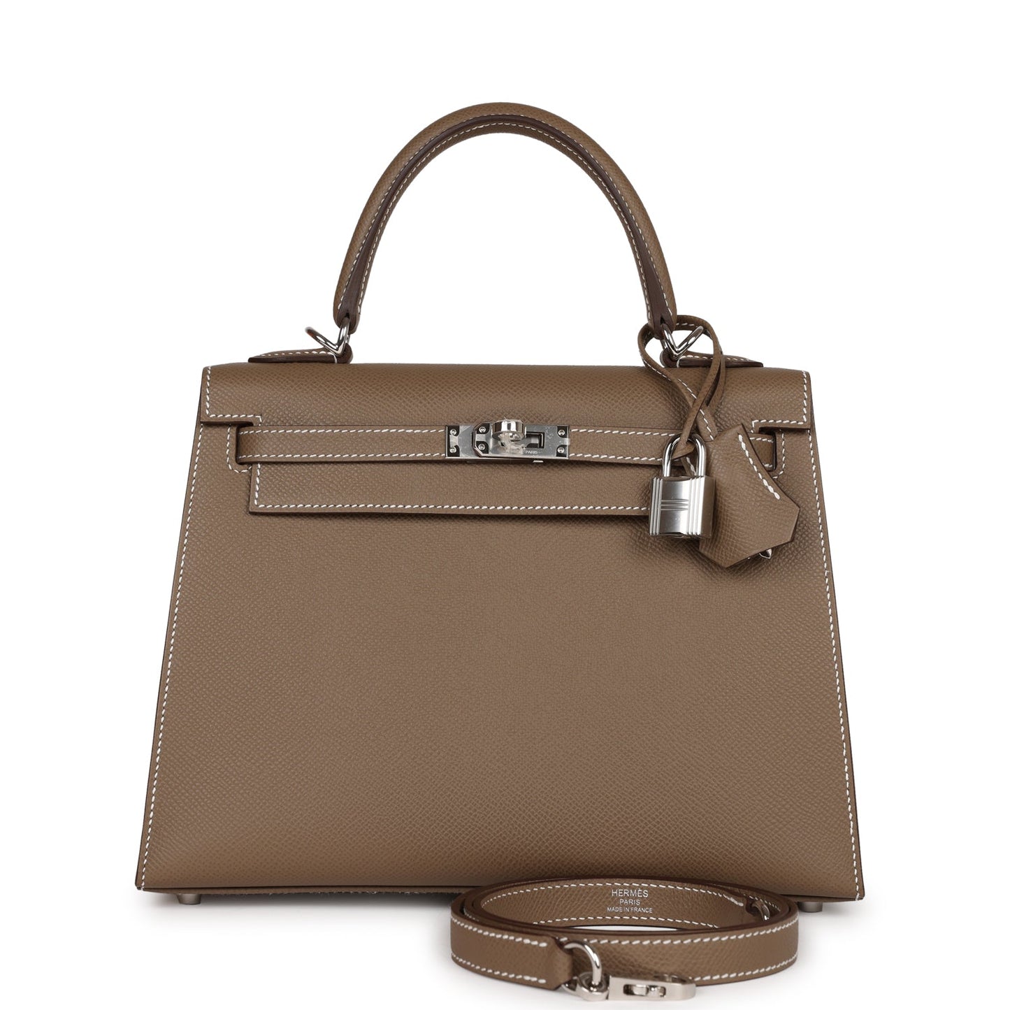 Hermes Kelly Sellier 25 Etoupe Epsom Palladium Hardware