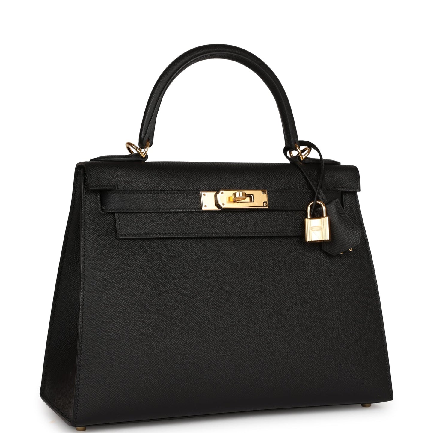 Hermes Kelly Sellier 28 Black Epsom Gold Hardware