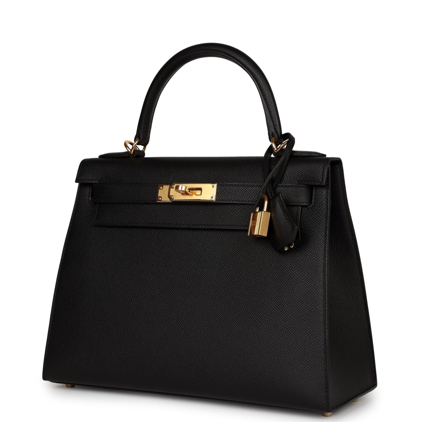 Hermes Kelly Sellier 28 Black Epsom Gold Hardware