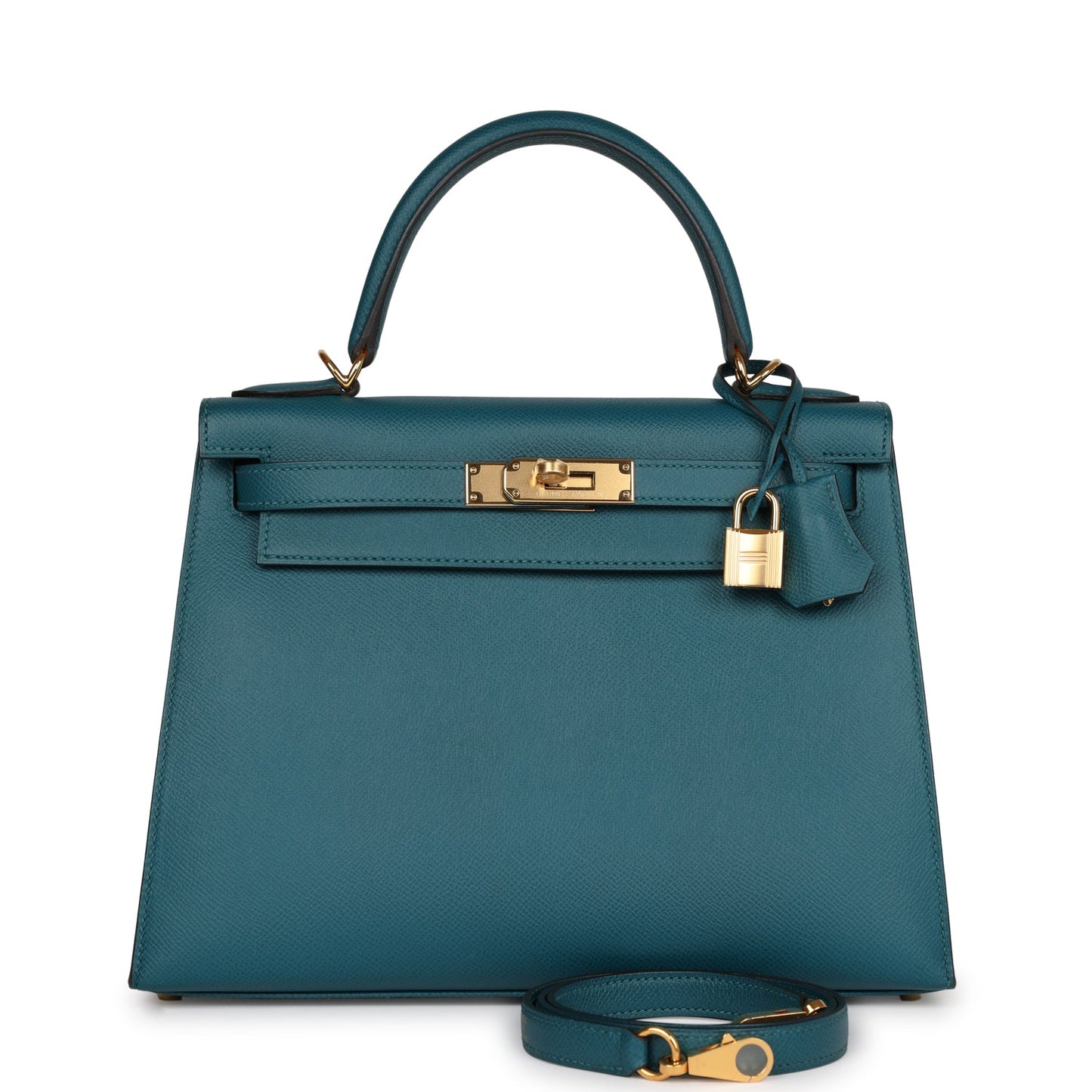 Hermes Kelly Sellier 28 Vert Bosphore Epsom Gold Hardware