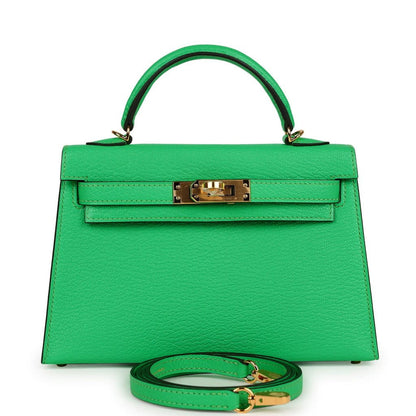 Hermes Kelly Sellier 20 Vert Comics Chevre Gold Hardware