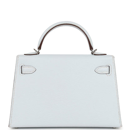 Hermes Kelly Sellier 20 Bleu Brume Chevre Palladium Hardware