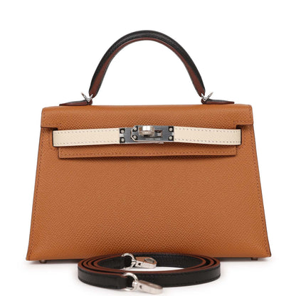 Hermes Kelly Sellier 20 Tri-color Gold, Black and Nata Epsom Palladium Hardware