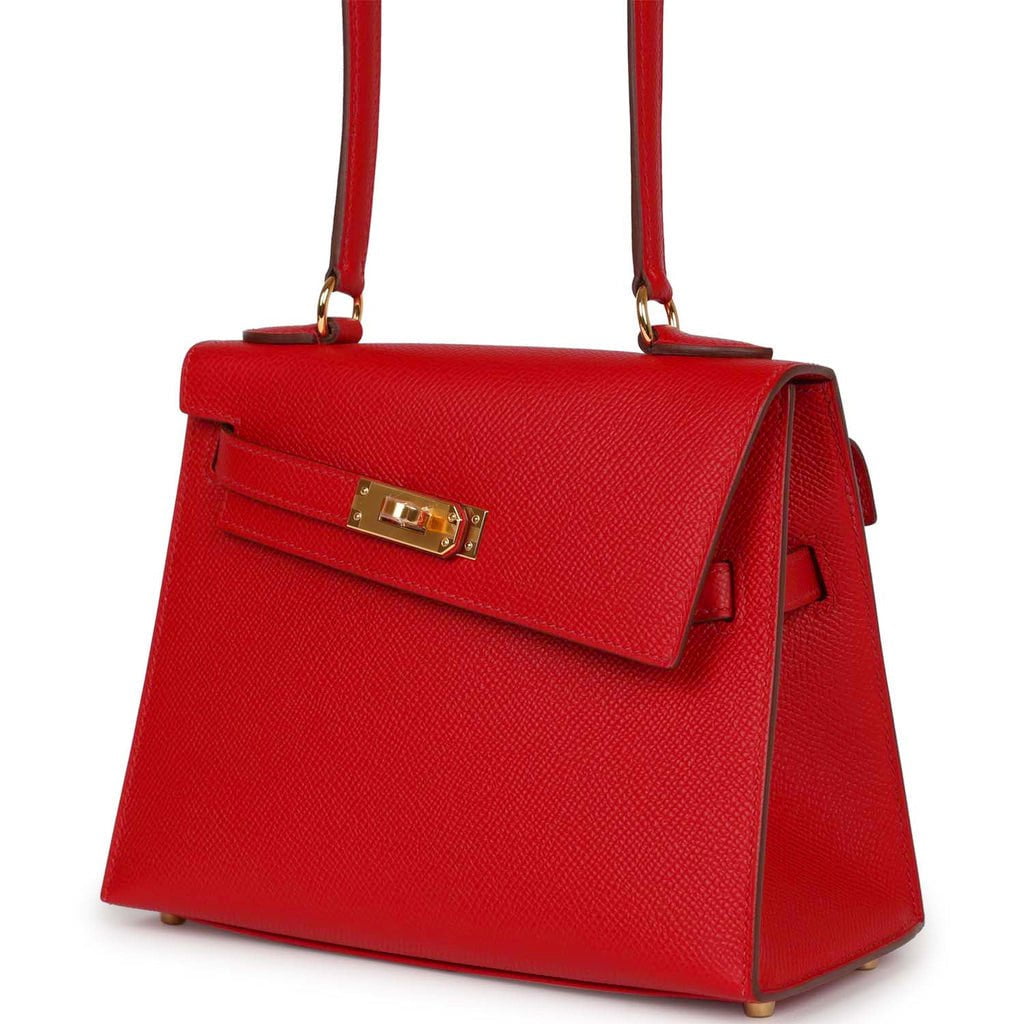 Hermes Kelly Sellier en Desordre 20 Rouge De Coeur Epsom Gold Hardware