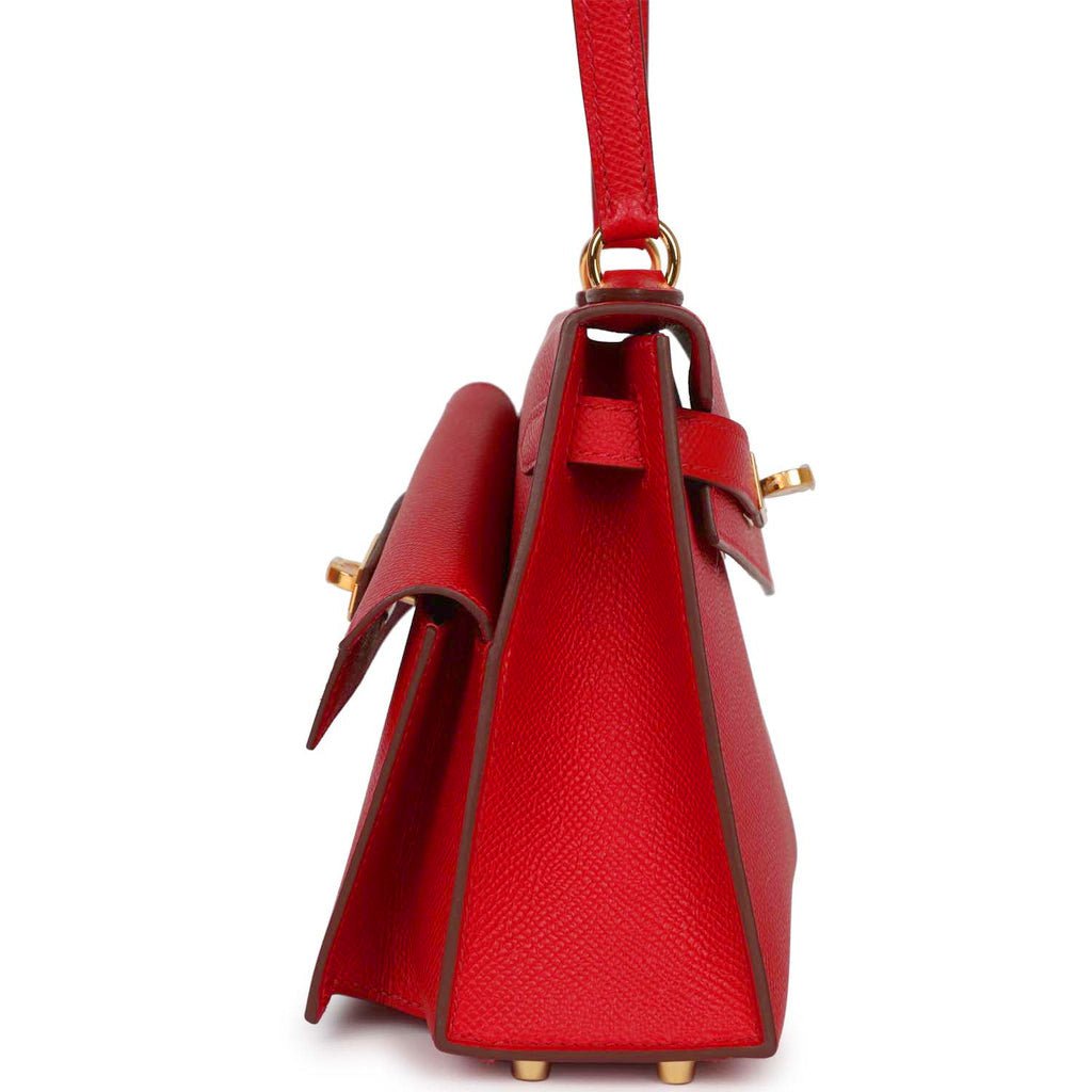 Hermes Kelly Sellier en Desordre 20 Rouge De Coeur Epsom Gold Hardware