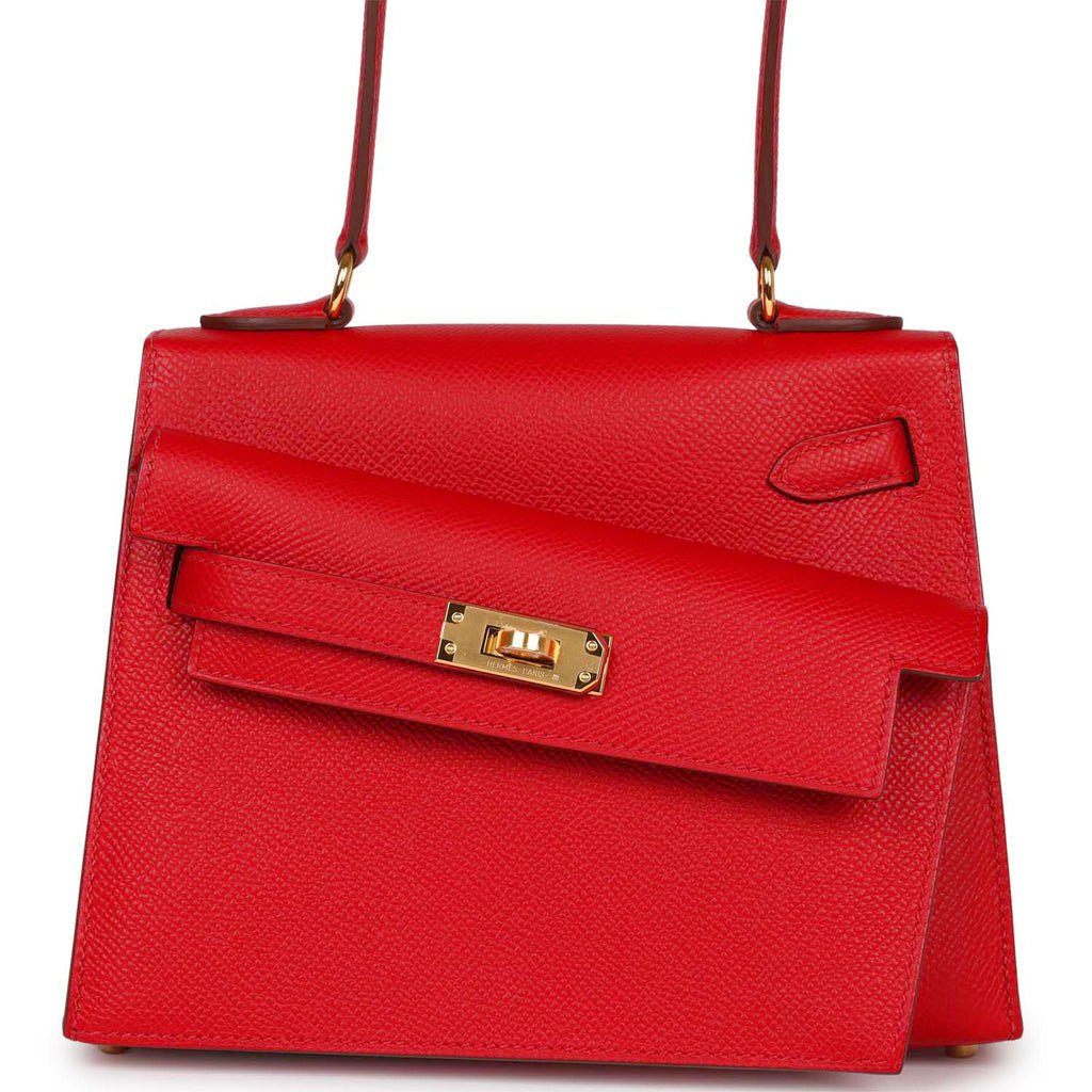 Hermes Kelly Sellier en Desordre 20 Rouge De Coeur Epsom Gold Hardware